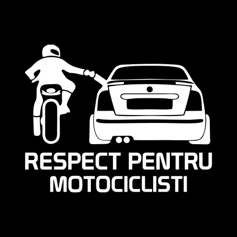 sticker skoda respect pentru motociclistinegru