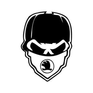 sticker skoda skull punk