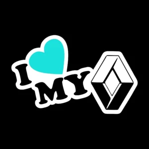 sticker i love my renault 2 negru