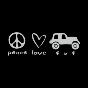 sticker offroad peace love 4x4 negru