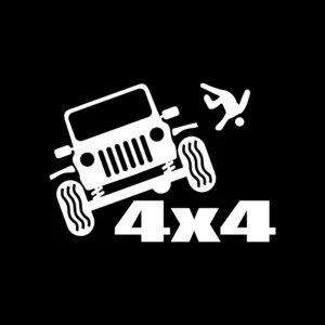 sticker offroad people jumping negru