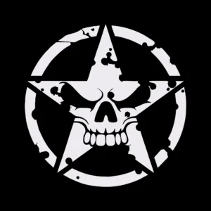 sticker offroad star skull 2 negru