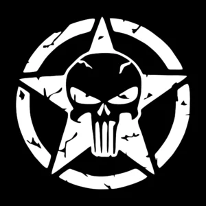 sticker offroad star skull negru