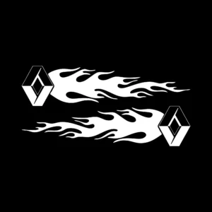 sticker set renault flames negru